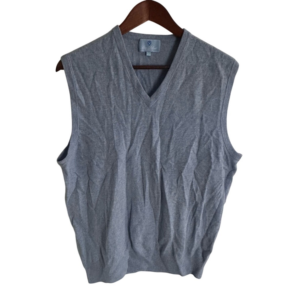 Ben Silver Charleston Mens Blue 100% Geelong Lambswool V-Neck Sweater Vest L